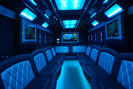 Custom interior on party bus