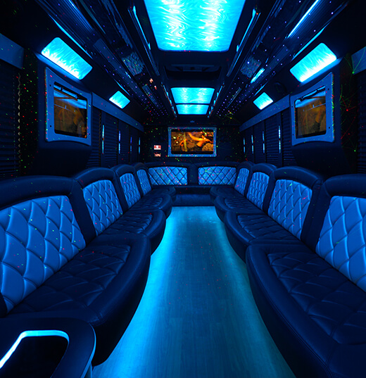 TV screens on party bus